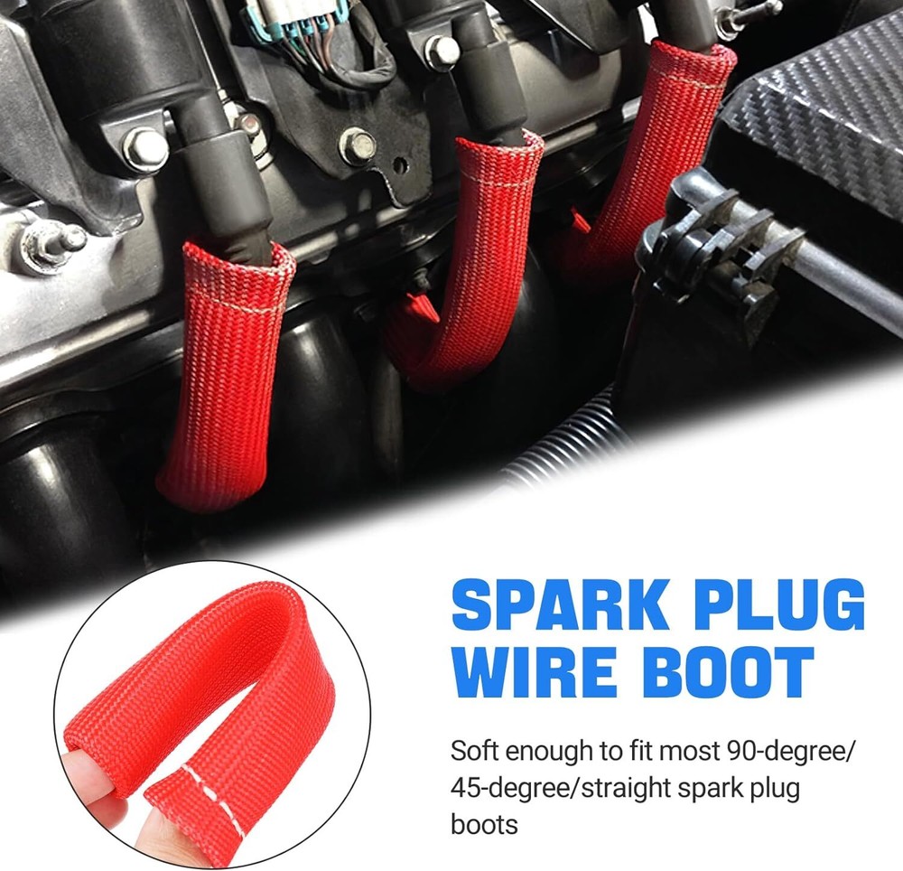 8 Spark Plug Boot Protector 2500° Spark Plug Heat Sleeve Wire Covers Header Boot