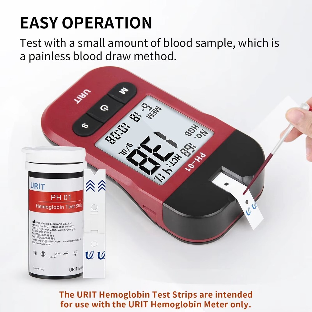 Home Hemoglobin Test Meter with 50 Test Strips Kit Easy Use Hemoglobin Test..46