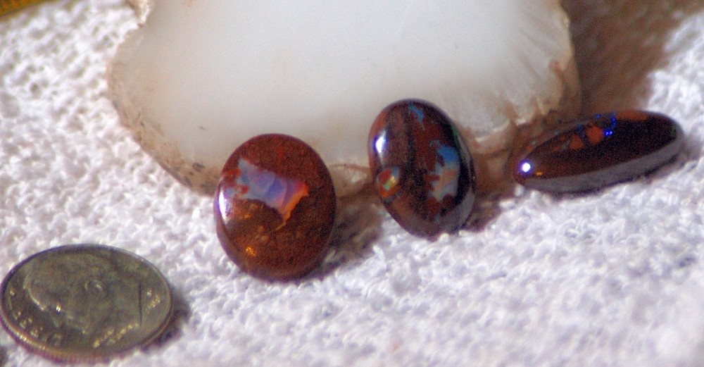 3 Koroit Boulder Opal oval Cabochons