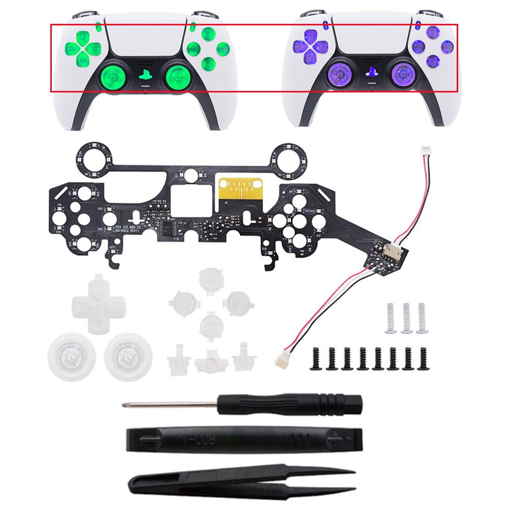 8 Colors Luminated DIY Light Panel Board Thumbsticks LED Kit For PS5 Controller