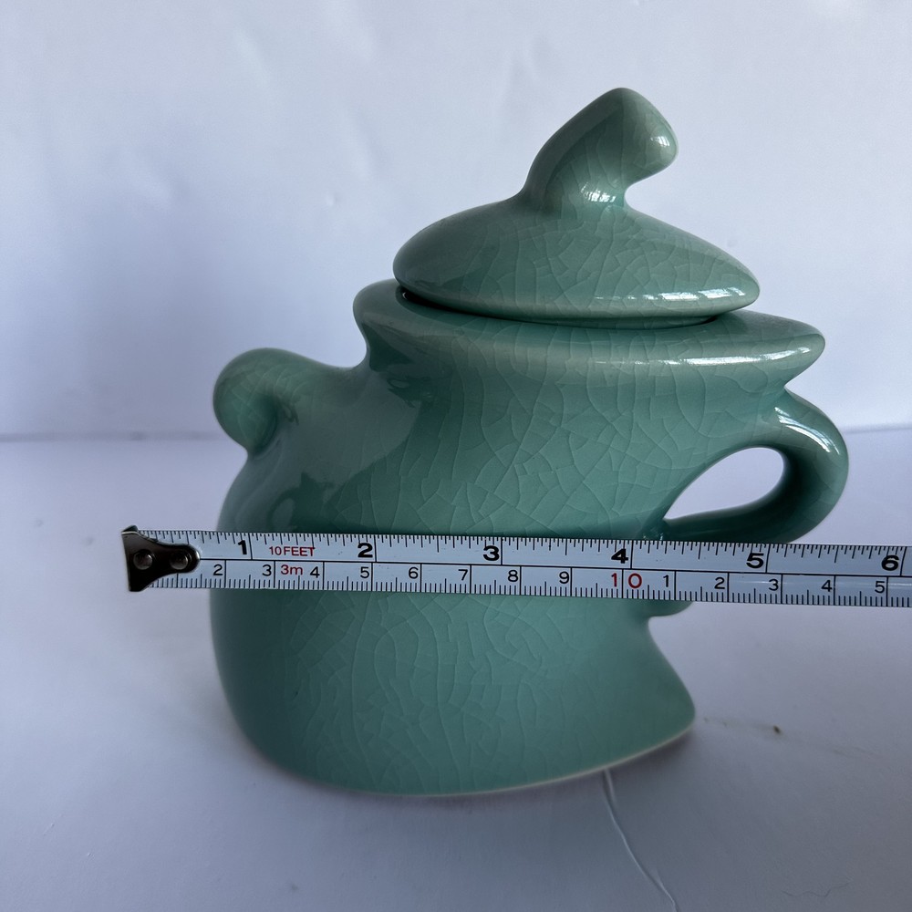 MICHAEL LAMBERT STUDIO Dancing & Struttin Creamer & Sugar Set Signed Aqua Green