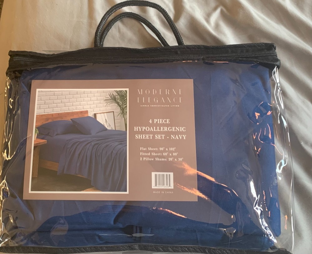 Modern Elegance 4 piece hypoallergenic sheet set navy