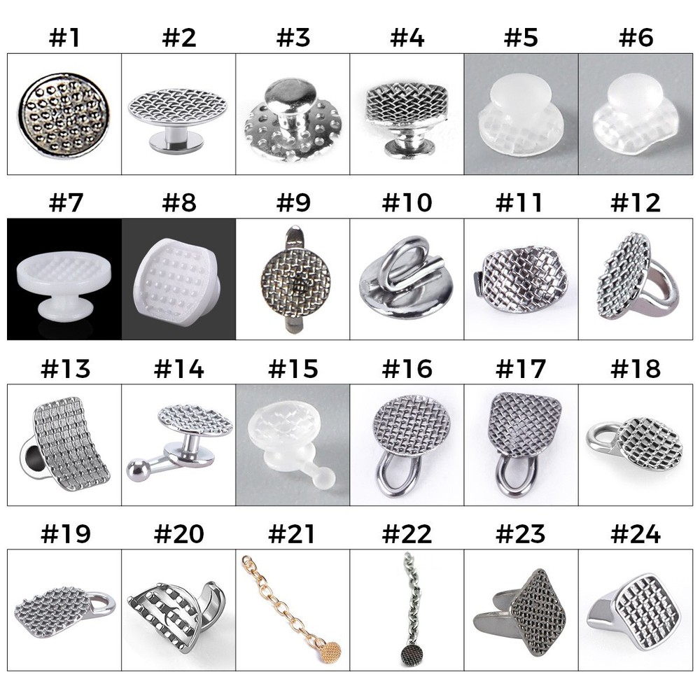 Dental Orthodontic Bondable Lingual Button Crimpable Hook Mesh Base Button Chain