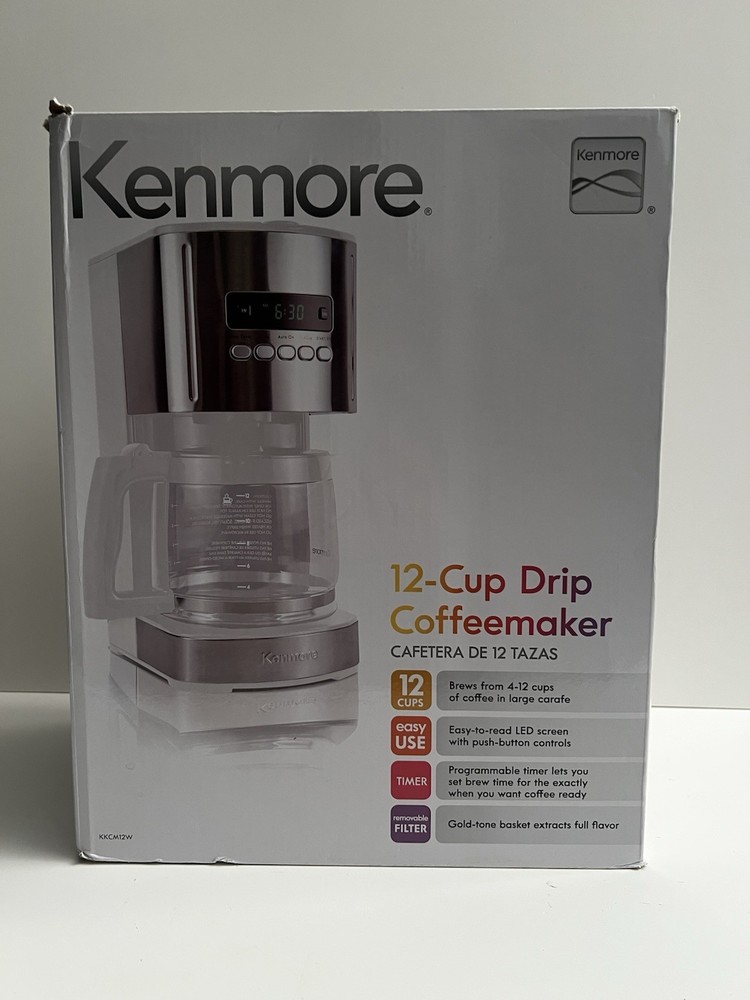 Kenmore 12 Cup White/Stainless Aroma Control Programmable Coffee Maker EUC