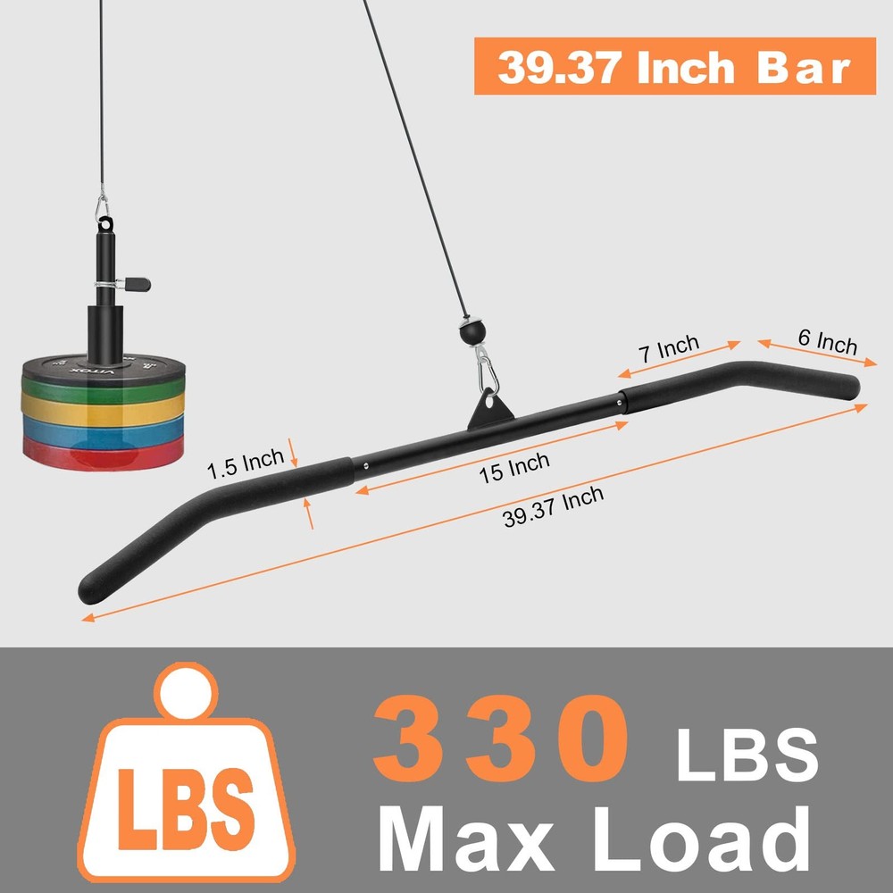 SERTT 39.37 Inch LAT Pulldown Bar Attachment for Pulley Cable Machine, Curl