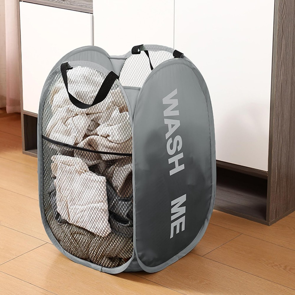 Collapsible Mesh Pop Up Laundry Hamper 2Pack Foldable Laundry Basket for clot...