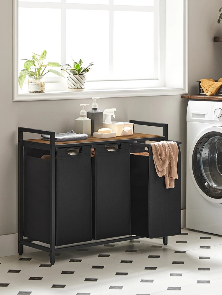VASAGLE Laundry Hamper,With 3Pull-Out And Removable Bags,10Gal Capacity Per Bag