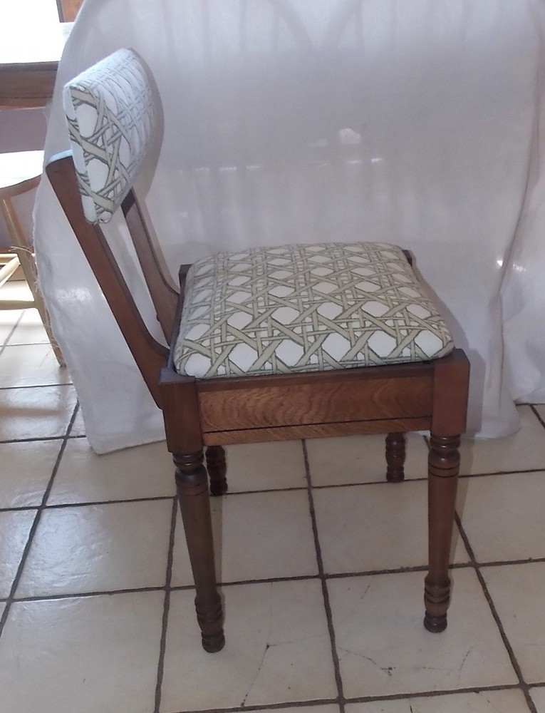 Solid Walnut Sewing Chair with Lift Seat / Vanity Bench (VB-16)