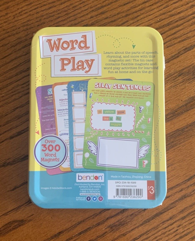 WORD PLAY Learning Activity Magnetic Tin Ages 7+ **Sealed/Free Ship