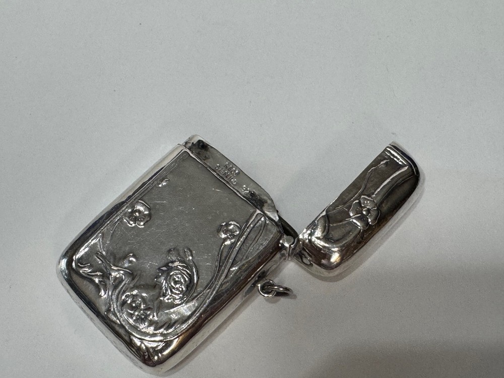 Antique Sterling Silver Repousse Rectangular Etui Art Nouveau for Chatelaine