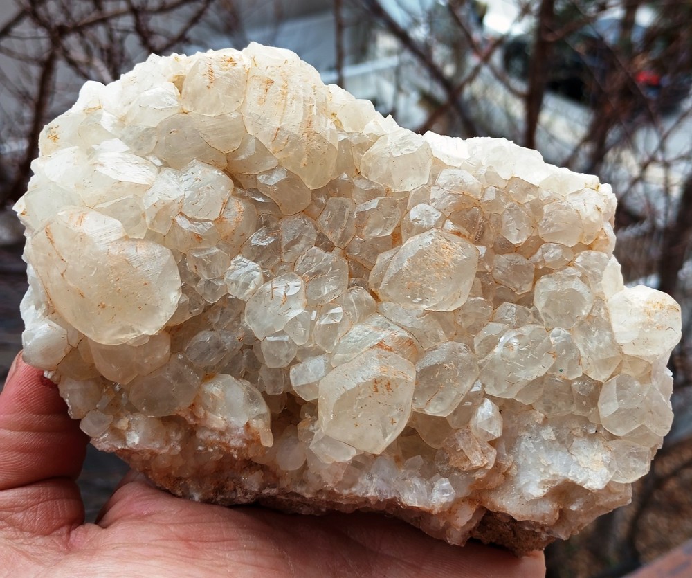 White Scalenohedral Calcite Crystal Cluster