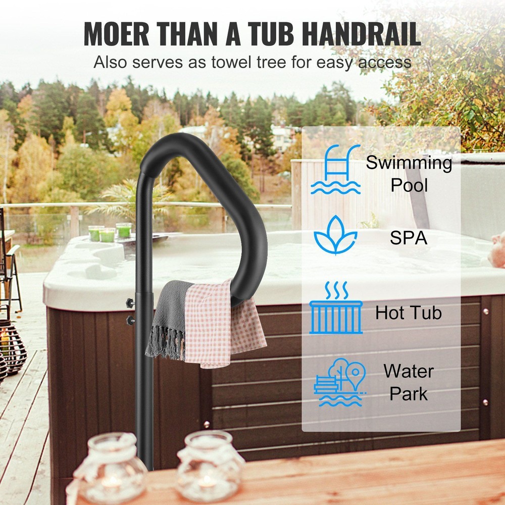 Rust-proof Aluminum 360 Rotatable Spa Side Handrail w/ 35"-57" Adjustable Height