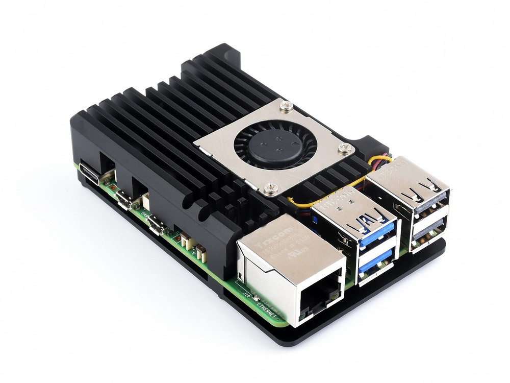 Waveshare Aluminium Alloy Case H for Raspberry Pi 5 with Temperature-Controlled