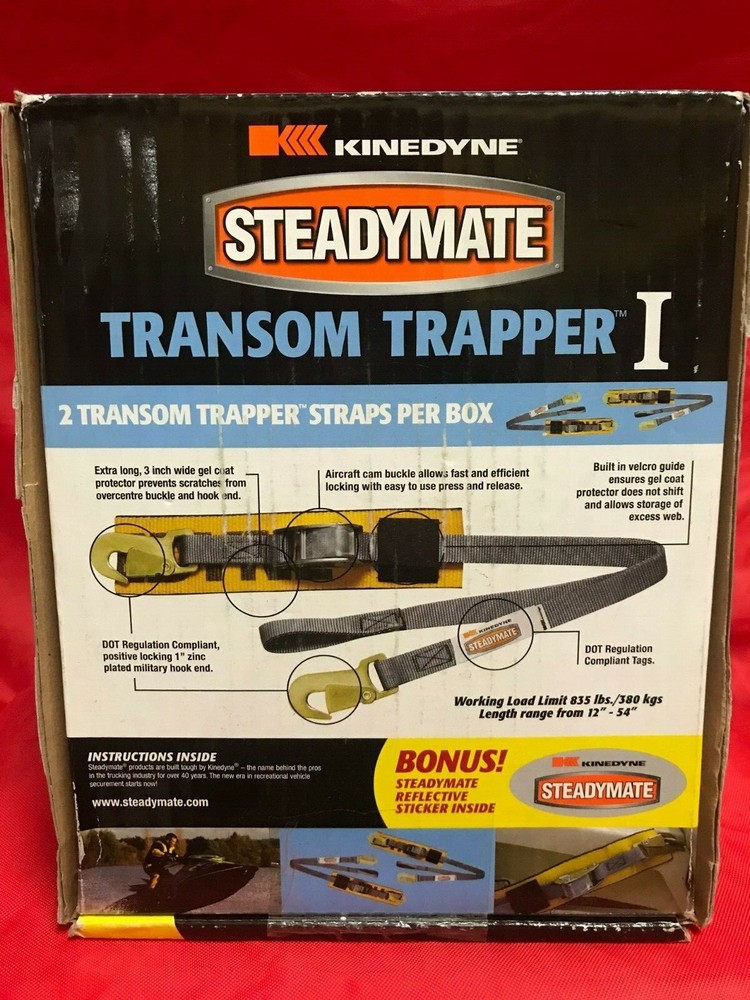 Steadymate Transom Trapper 1 cam buckle hook strap gel coat protector JET SKI