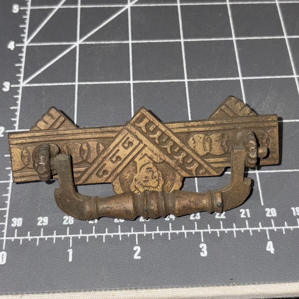 Antique Pressed Brass Drawer Pull Eastlake
