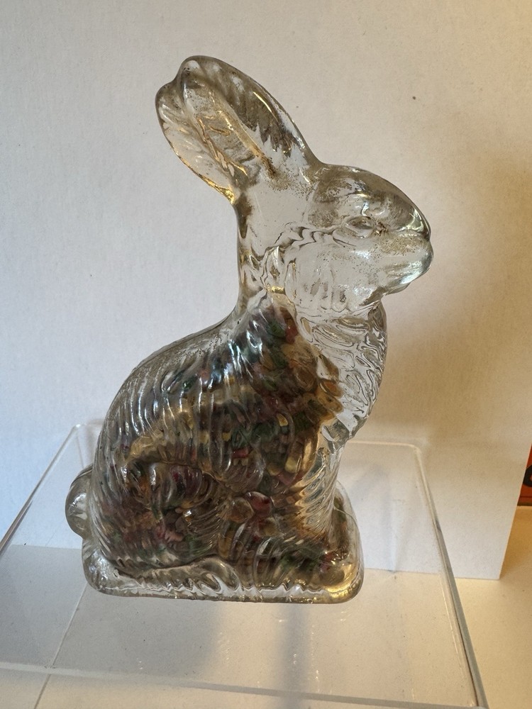 Vintage Glass Easter Bunny Rabbit Candy Container