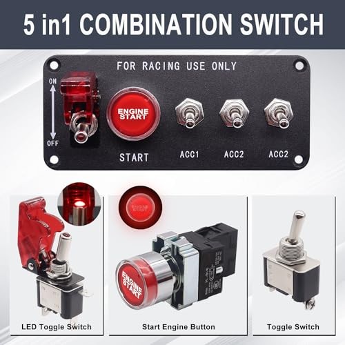 Push Start Ignition kit 12V 30A Race Toggle 5 in 1 Ignition Switch Panel