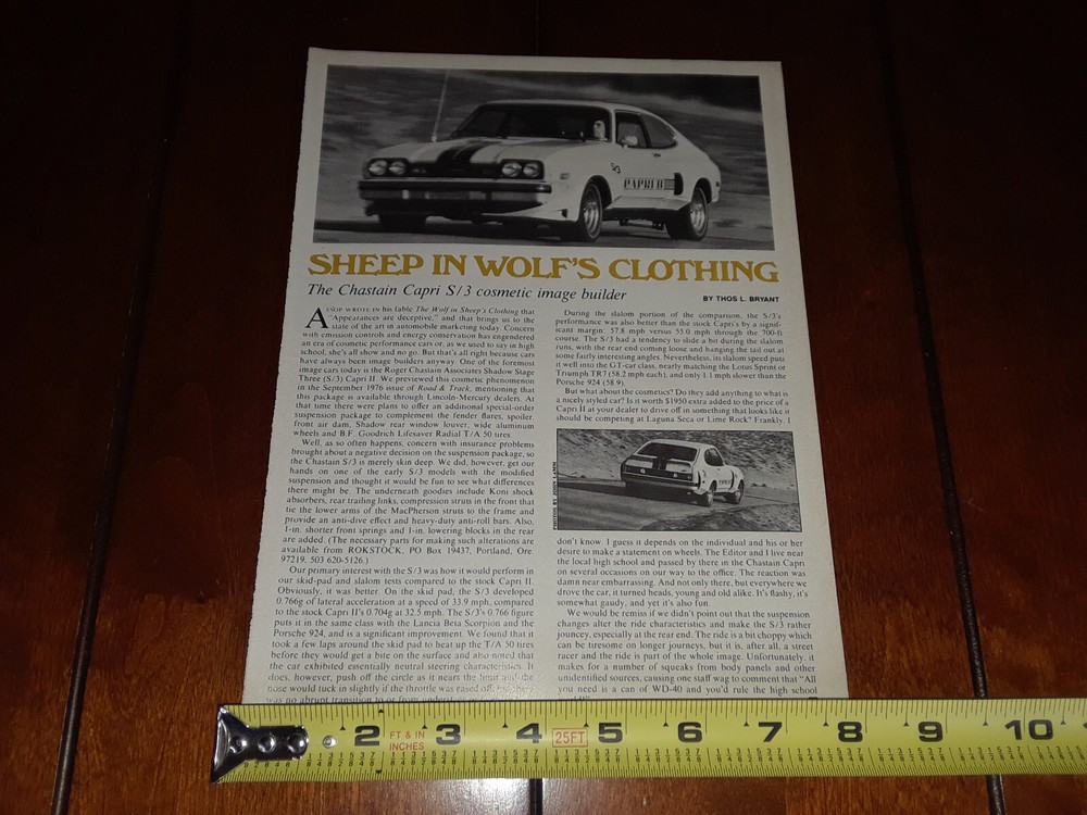 CHASTAIN CAPRI S/3 ORIGINAL 1977 ARTICLE
