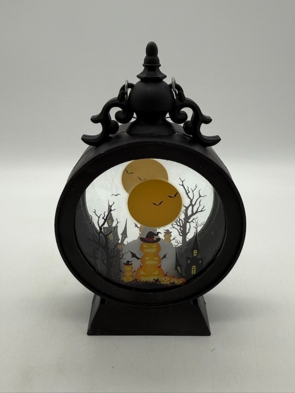 LED Halloween Lantern Black with Jack O'Lantern Design NIB