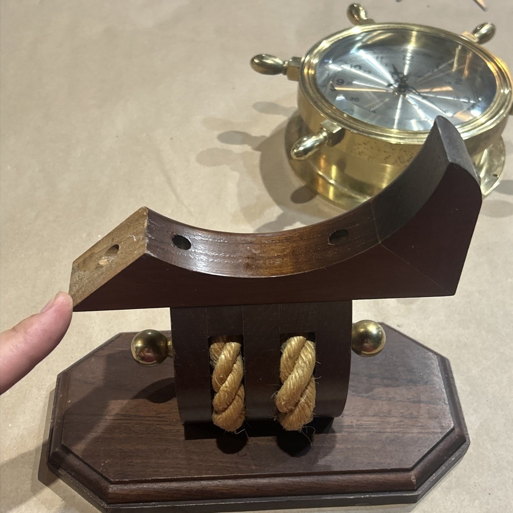 SETH THOMAS MARITIME, SOLID BRASS, SHIP'S TABLE TOP CLOCK Damaged Stand Working