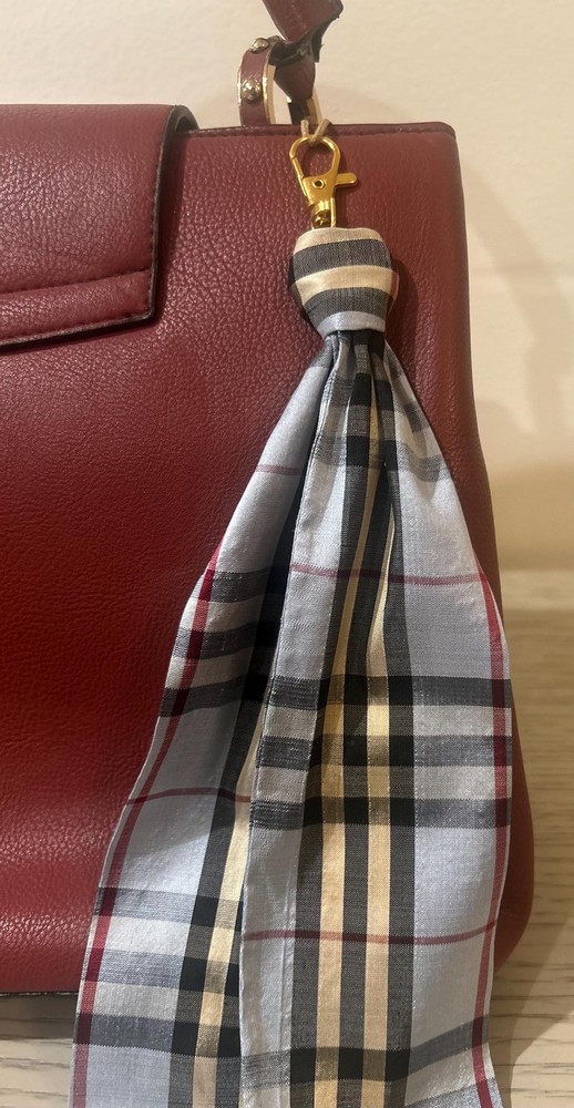 Fabric Silk Plaid Statement Purse Charm