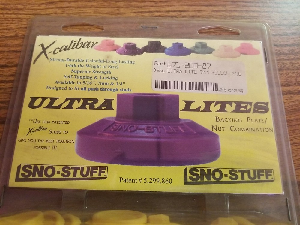 Sno-Stuff Ultra Lite Snowmobile Track Stud Backing Plate 7mm 96 Pack Yellow