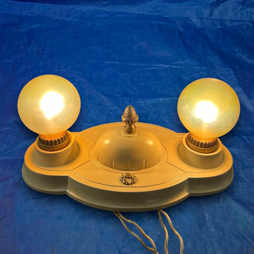 Pair Polychrome Rewired double bulb flush mount ceiling fixtures KB400