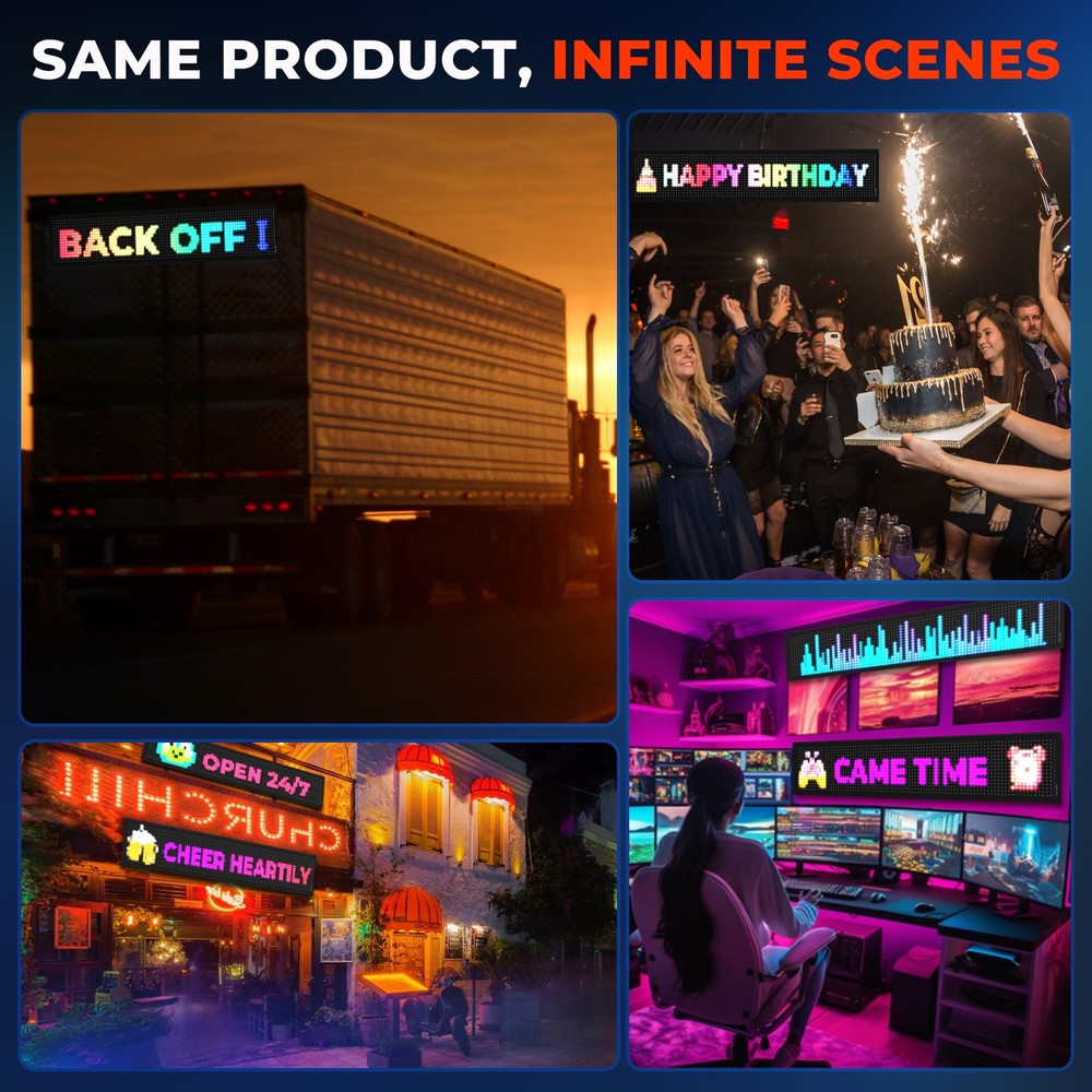 LED Devil Eyes Light for Windshield 52.36x7.56 inch, DIY Programmable Led Eyes