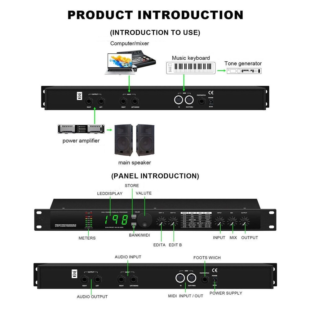 Professional Audio Processor Eequalizer Digital Reverb Effect DSP Processor