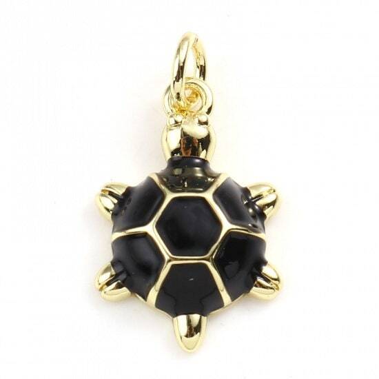 19MM Gold Plated Turtle Charm with Colored Enamel Shell