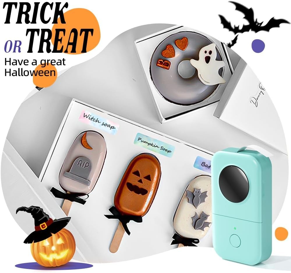 Phomemo D30 Label Maker Machine, Portable Bluetooth Mini Printer, Green