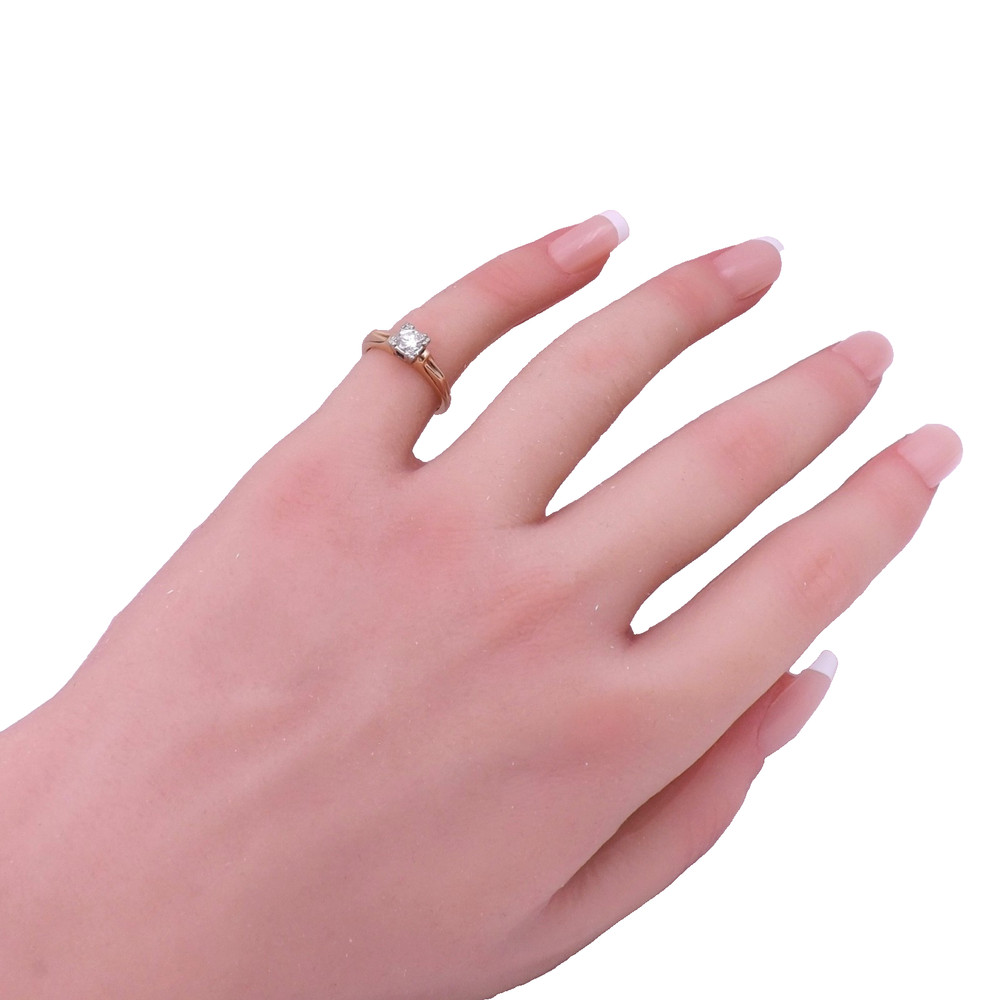 Solid 14K Gold Natural Diamond Engagement Ring Box Setting Vintage sz3.75