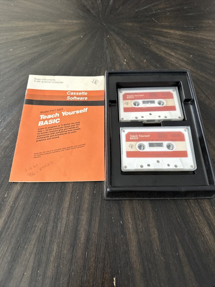 Texas Instruments Cassette Software Model PHT 6007 Teach Yourself Basic Manual &