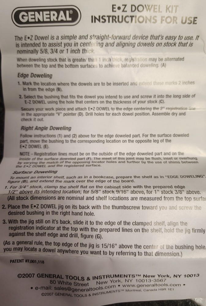 🗽GENERAL E-Z DOWEL KIT