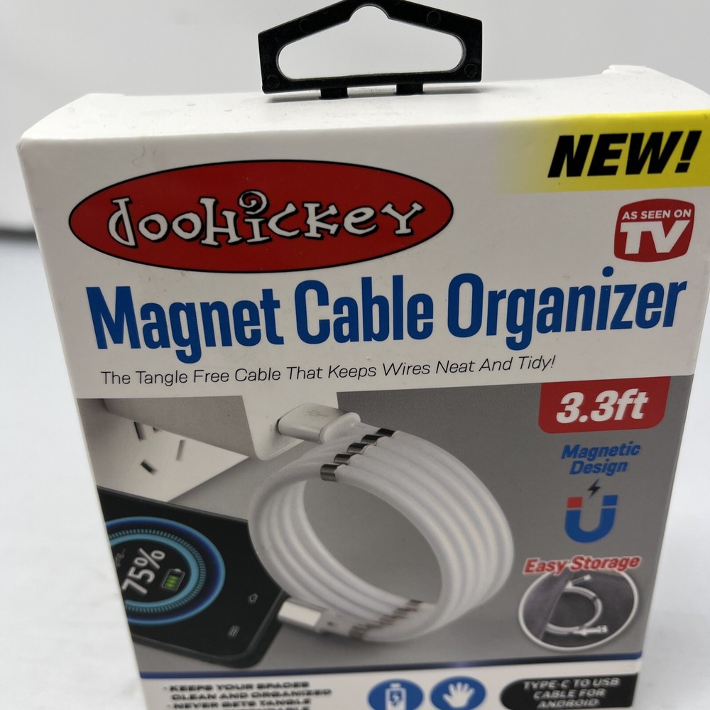 Charging Cable Type C To USB For Android Magnetic Organizer Cable 2 pack