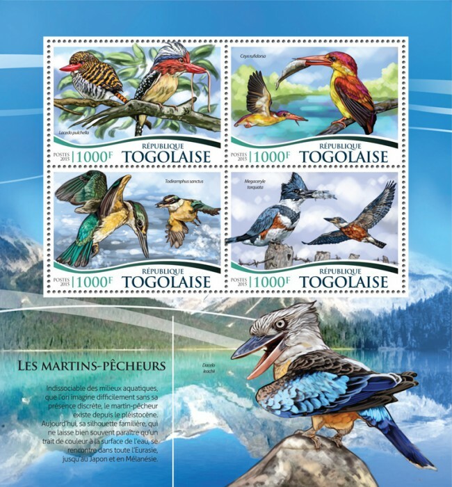 2015 TOGO MNH. KINGFISHERS   |  Y&T Code: 4580-4583  |  Michel Code: 6764-6767