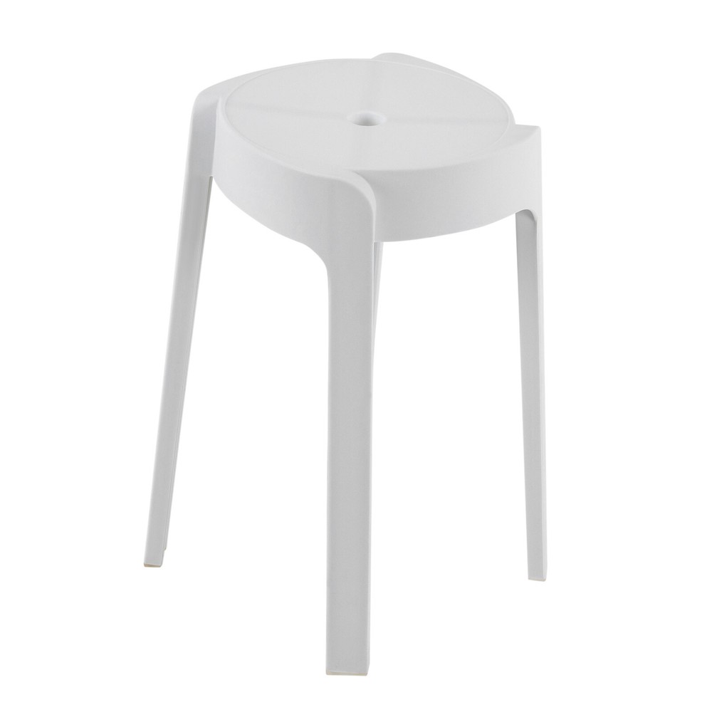 Plastic Stools 18'' Counter Height Kitchen Bar Chairs Set of 5 Stackable White