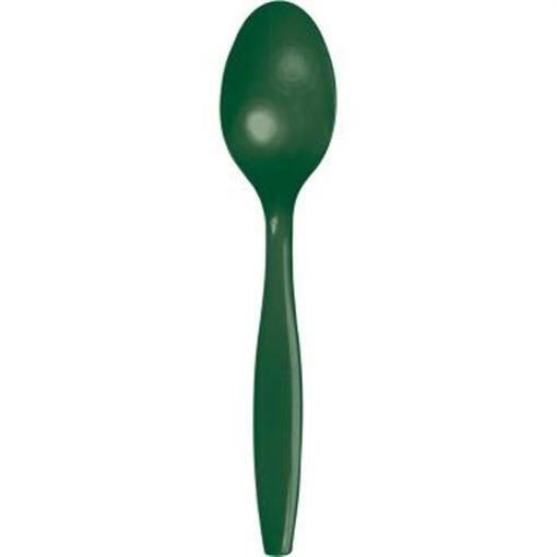 Hunter Green Heavy Duty Plastic Spoons 24 Per Pack Tableware Decorations