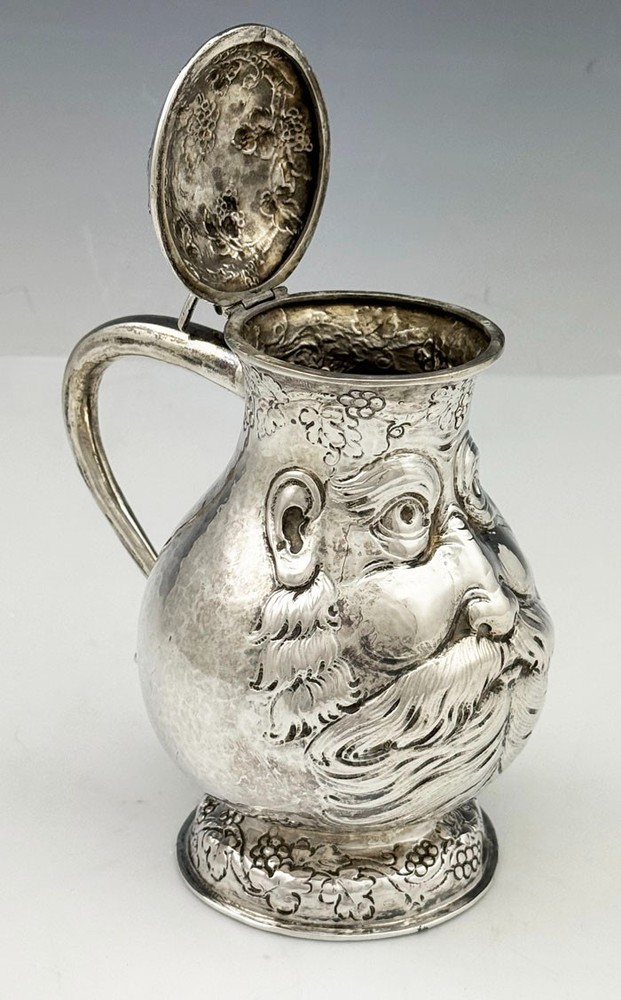 German 812 Silver Covered TANKARD Novelty Face
