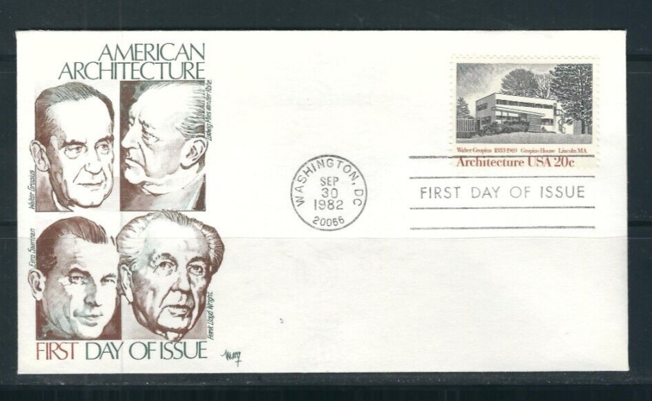 USA SC # 2019 Gropius House FDC . Marg Cachet