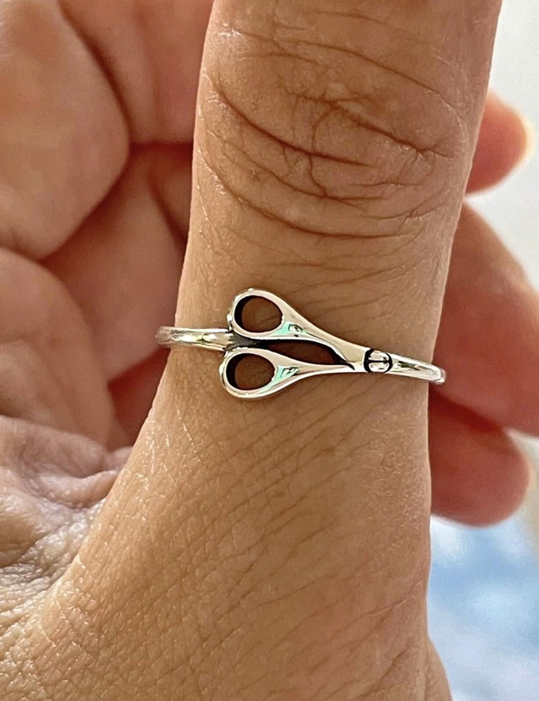 Sterling Silver Scissors Band Ring Size 9