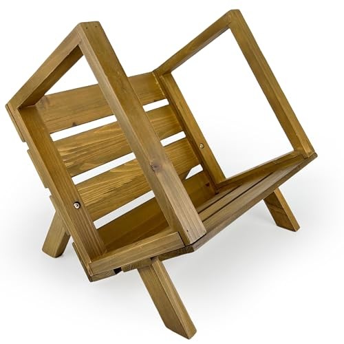 Rustic Wooden Vinyl Record Holder, 60-80 LP Record Storage Rack, Solid Wood