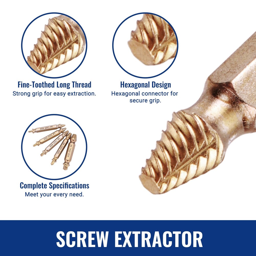 WORKPRO 6PCS Stripped Screw Extractor Set, Titanium Coated Broken Bolt...