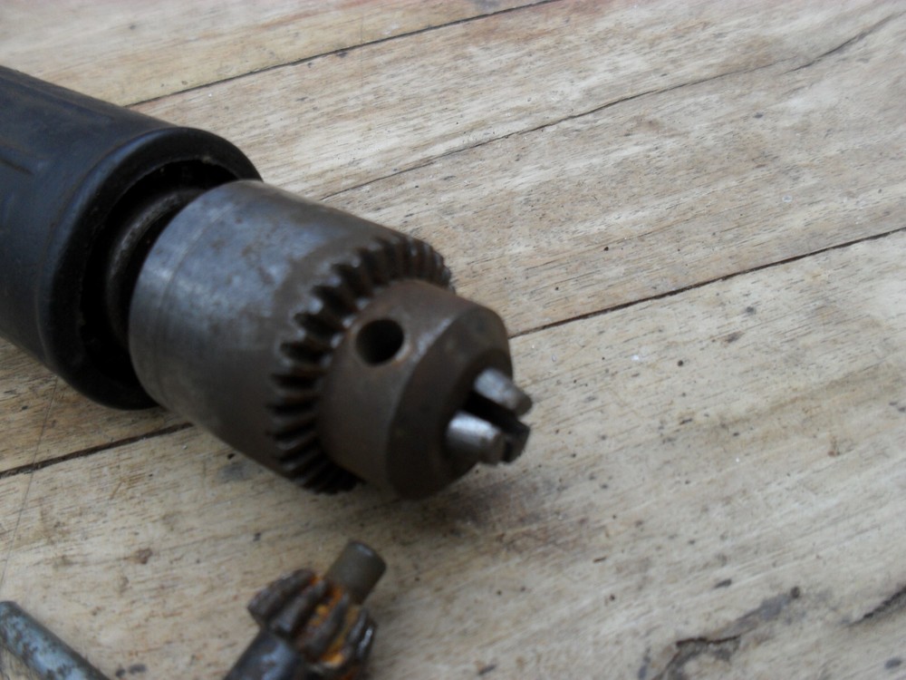 vintage desouter mighty atom air tool drill jacobs chuck with key