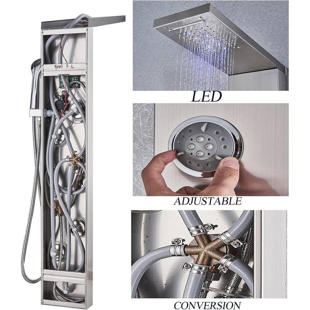 Shower Panel Tower System Rainfall Waterfall Shower Massage Spa Body Jet Sprayer