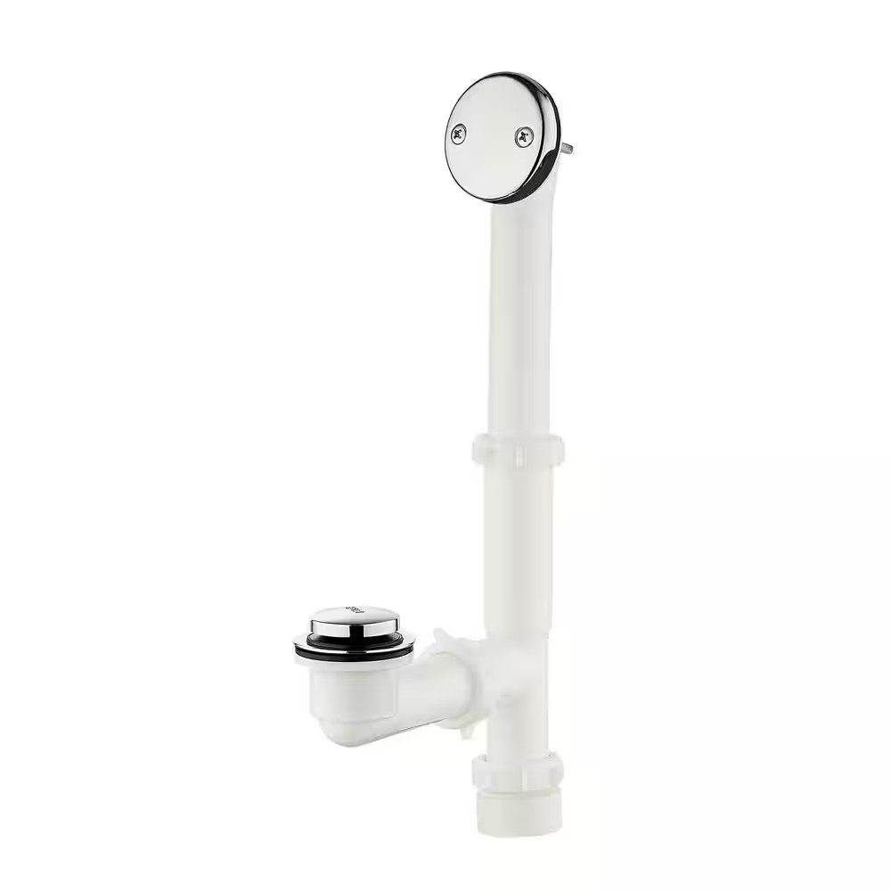 Easy Touch 1-1/2 In. White Poly Pipe Bath Waste and Overflow Drain in Chrome