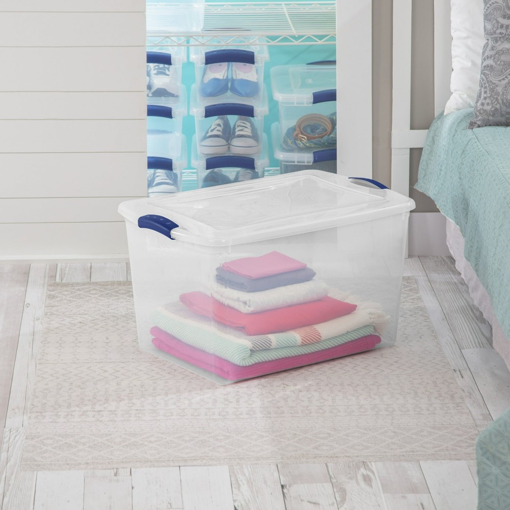 Sterilite Large Storage Bin 66 Quart Clear Plastic Storage Container 6 pack