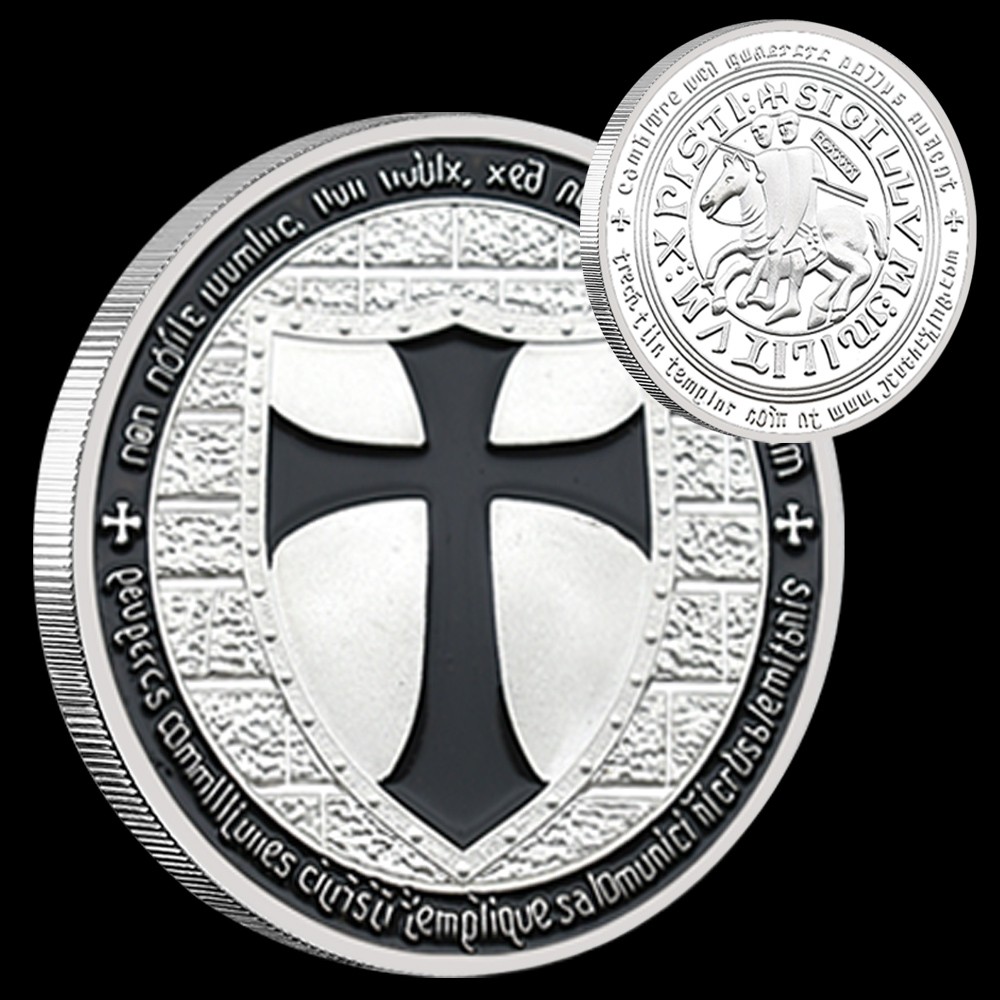Knights Templar Cross Shield Commemorative Coins 7pcs/set Silverish Medals Gift