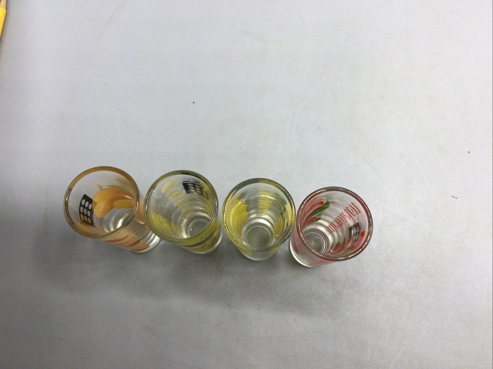 Circle Ware Design Double Shot Glasses Fruit Pattern Set of 4 c5