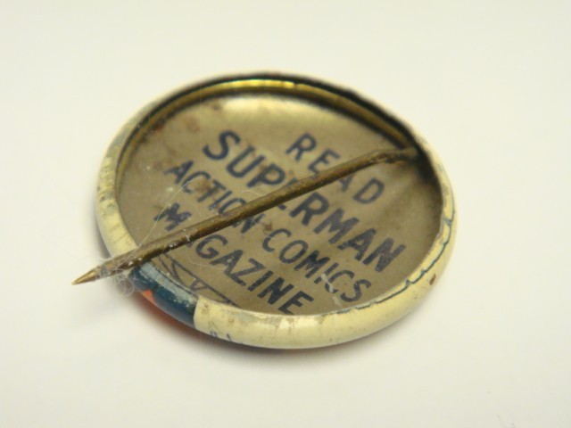 1940s ACTION COMICS SUPERMAN PINBACK BUTTON PIN Read Superman Action Comics